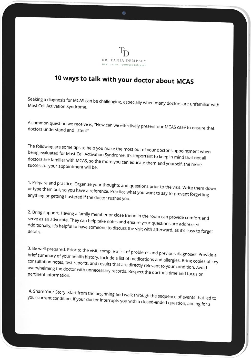ipad with MCAS guide